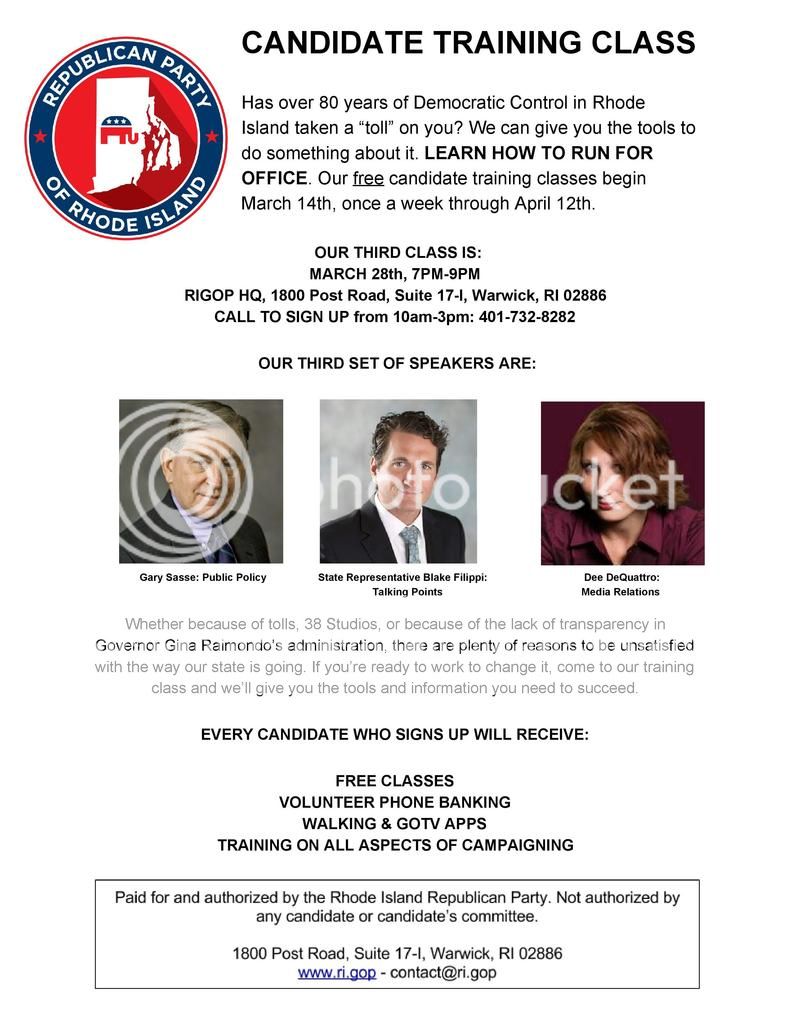 Candidate Training Class Flyer March 14th
