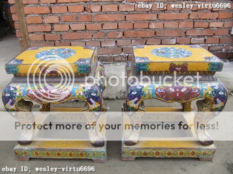 Chinese Huge royal Copper cloisonne enamel stool Pair  